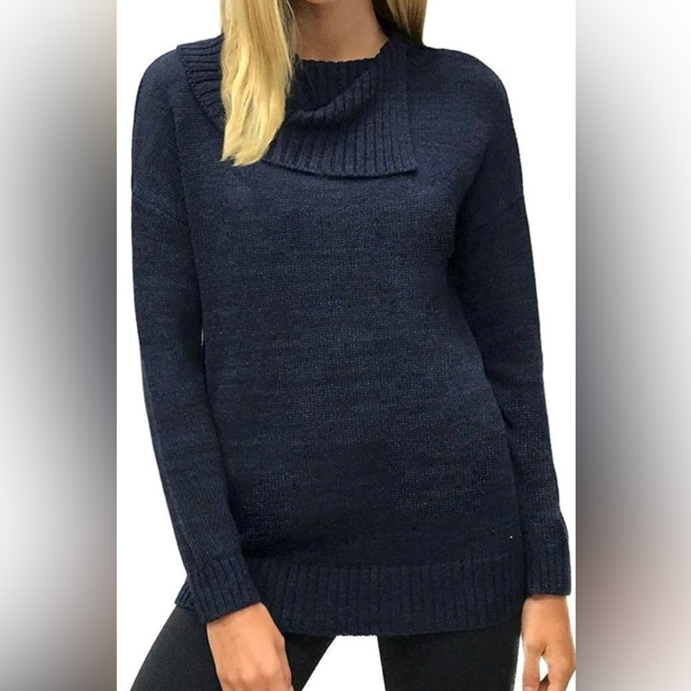 Matty M Ladies’ Knit Envelope Sweater Cobalt Blue Size Large Long Sleve Cotton